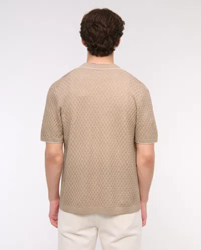 Abercrombie & Fitch Diamond Stitch Button-through Sweater Polo In Brown