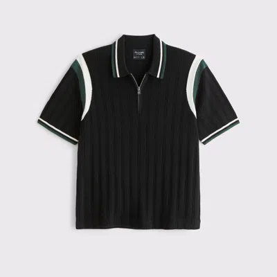 Abercrombie & Fitch Preppy Zip Sweater Polo In Black