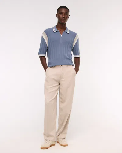 Abercrombie & Fitch Preppy Zip Sweater Polo In Blue