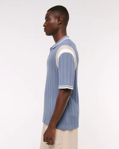 Abercrombie & Fitch Preppy Zip Sweater Polo In Blue