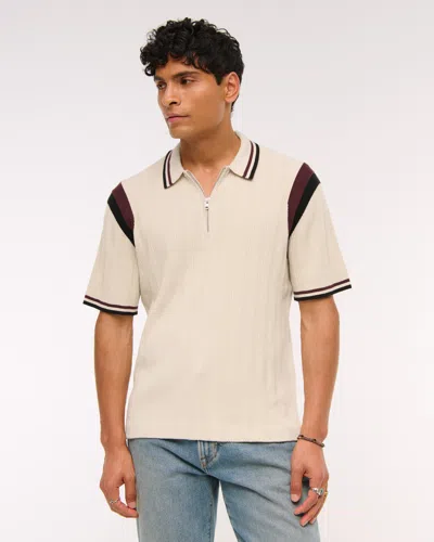 Abercrombie & Fitch Preppy Zip Sweater Polo In Brown