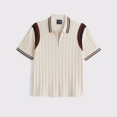 Abercrombie & Fitch Preppy Zip Sweater Polo In Brown