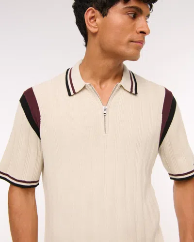 Abercrombie & Fitch Preppy Zip Sweater Polo In Brown