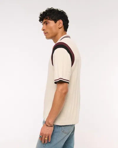 Abercrombie & Fitch Preppy Zip Sweater Polo In Brown