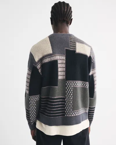 Abercrombie & Fitch Oversized Poker Graphic Crew Sweater In Gray