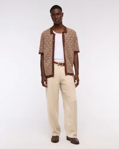 Abercrombie & Fitch Jacquard Pattern Button-through Sweater Polo In White