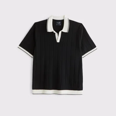 Abercrombie & Fitch Preppy Tennis Johnny Collar Sweater Polo In Black