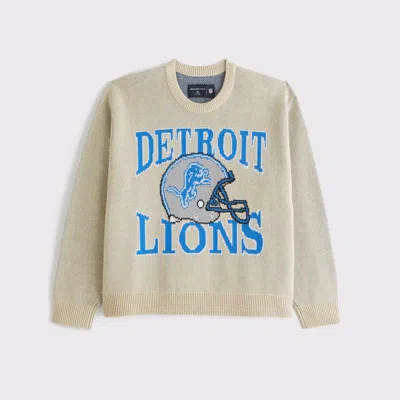 Abercrombie & Fitch Detroit Lions Crew Sweater In Neutral