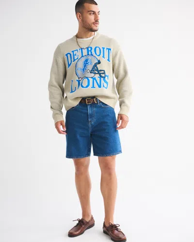 Abercrombie & Fitch Detroit Lions Crew Sweater In Neutral