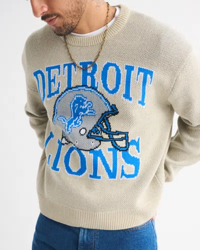 Abercrombie & Fitch Detroit Lions Crew Sweater In Neutral