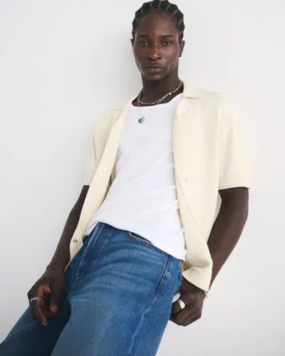 Abercrombie & Fitch Western Button-through Sweater Polo In White