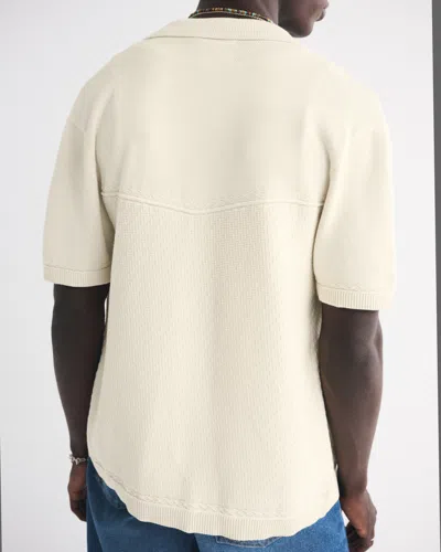 Abercrombie & Fitch Western Button-through Sweater Polo In White