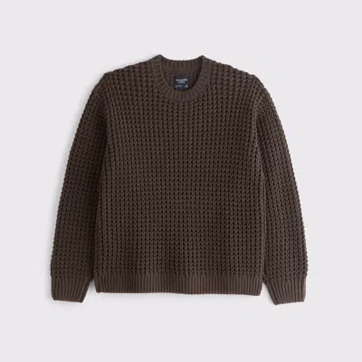 Abercrombie & Fitch Chunky Waffle Crew Sweater In Brown