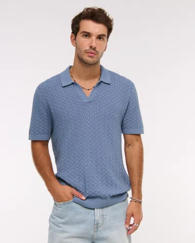 Abercrombie & Fitch Pima Cotton Johnny Collar Sweater Polo In Blue