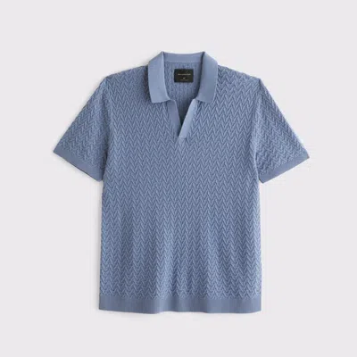 Abercrombie & Fitch Pima Cotton Johnny Collar Sweater Polo In Blue