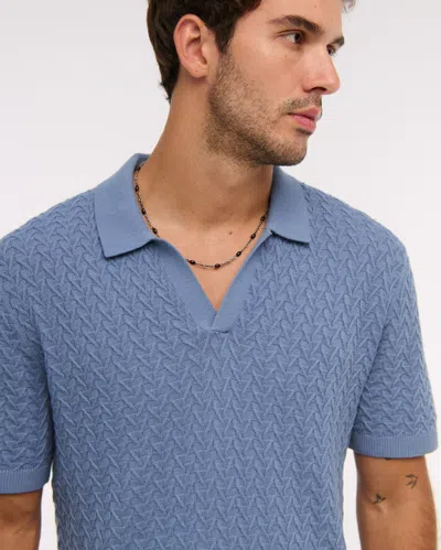 Abercrombie & Fitch Pima Cotton Johnny Collar Sweater Polo In Blue