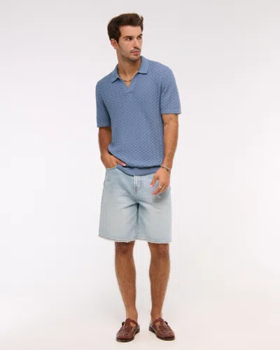 Abercrombie & Fitch Pima Cotton Johnny Collar Sweater Polo In Blue
