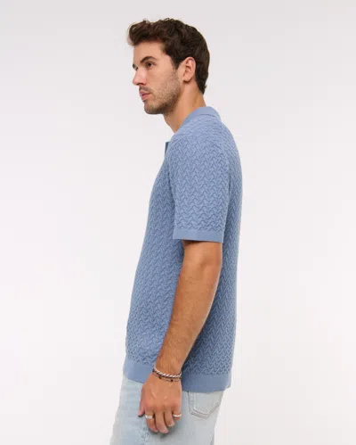 Abercrombie & Fitch Pima Cotton Johnny Collar Sweater Polo In Blue