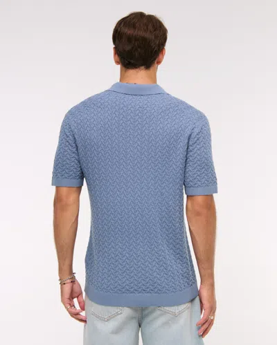 Abercrombie & Fitch Pima Cotton Johnny Collar Sweater Polo In Blue