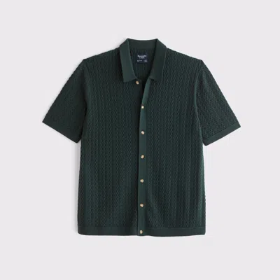 Abercrombie & Fitch Cable Button-through Sweater Polo In Green