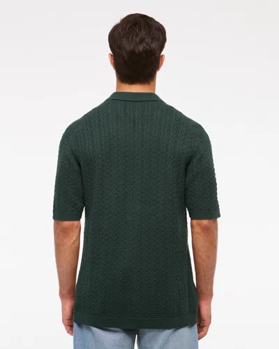 Abercrombie & Fitch Cable Button-through Sweater Polo In Green
