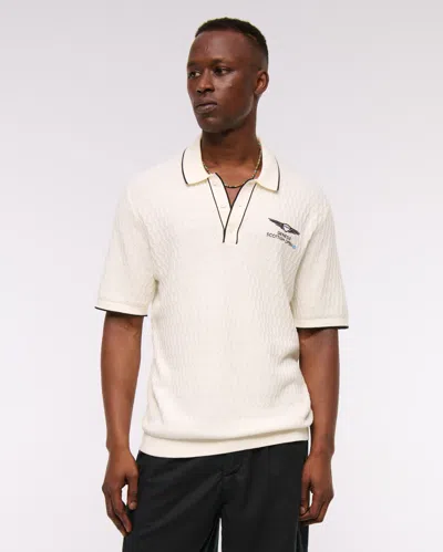 Abercrombie & Fitch Pga Scottish Open 3-button Sweater Polo In White