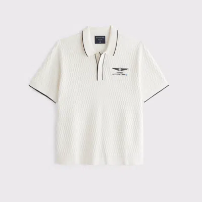 Abercrombie & Fitch Pga Scottish Open 3-button Sweater Polo In White