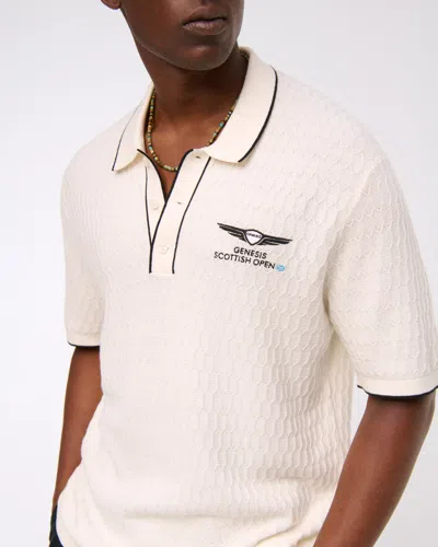 Abercrombie & Fitch Pga Scottish Open 3-button Sweater Polo In White