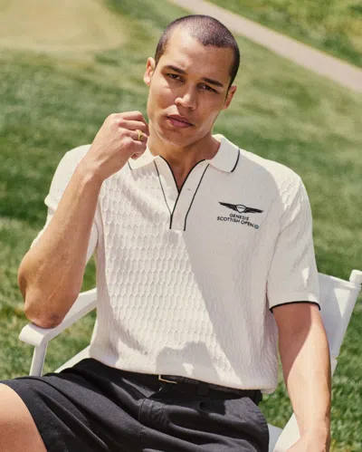 Abercrombie & Fitch Pga Scottish Open 3-button Sweater Polo In White