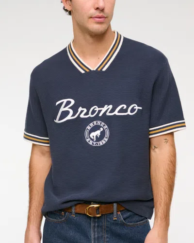 Abercrombie & Fitch Bronco Soccer Jersey-inspired Sweater In Blue