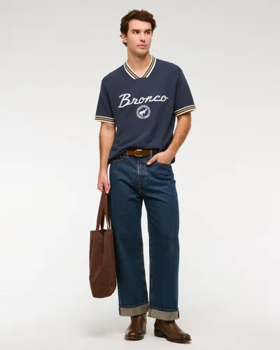 Abercrombie & Fitch Bronco Soccer Jersey-inspired Sweater In Blue