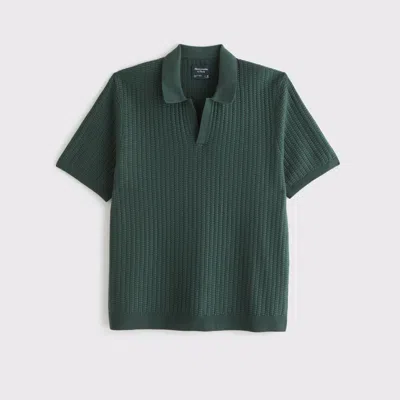 Abercrombie & Fitch Classic Stitch Johnny Collar Sweater Polo In Green