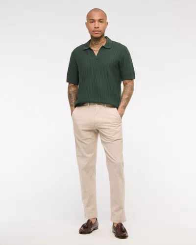 Abercrombie & Fitch Classic Stitch Johnny Collar Sweater Polo In Green