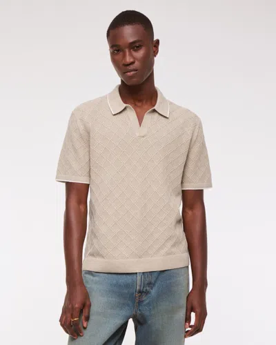 Abercrombie & Fitch Preppy Tipped Johnny Collar Sweater Polo In Brown