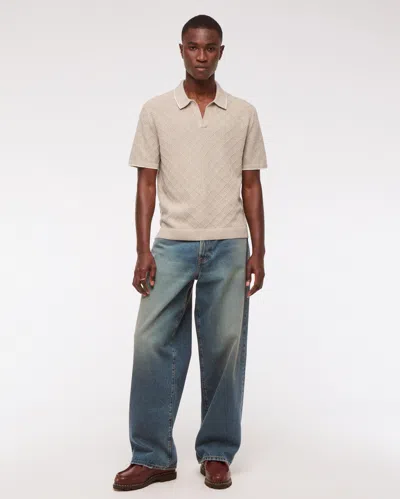 Abercrombie & Fitch Preppy Tipped Johnny Collar Sweater Polo In Brown