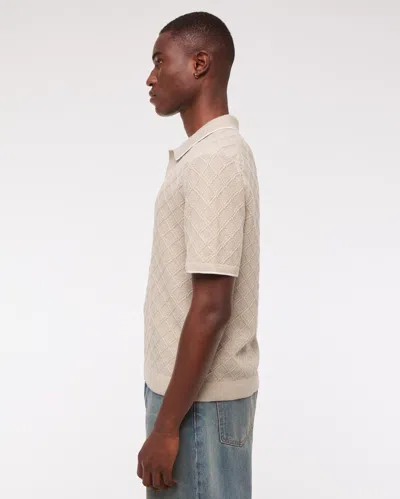 Abercrombie & Fitch Preppy Tipped Johnny Collar Sweater Polo In Brown