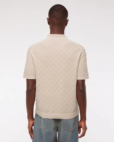 Abercrombie & Fitch Preppy Tipped Johnny Collar Sweater Polo In Brown