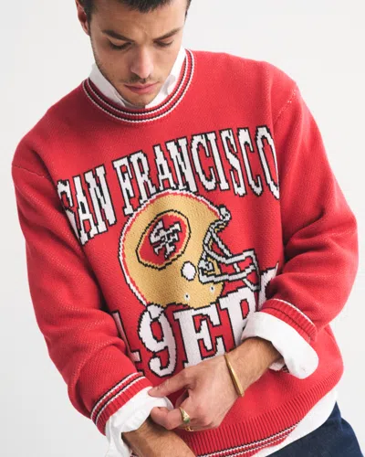 Abercrombie & Fitch San Francisco 49ers Crew Sweater In Red