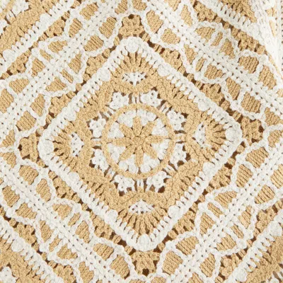 Abercrombie & Fitch Crochet-style Floral Button-through Sweater Polo In Brown