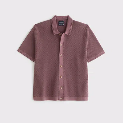 Abercrombie & Fitch Garment Dye Button-through Sweater Polo In Red