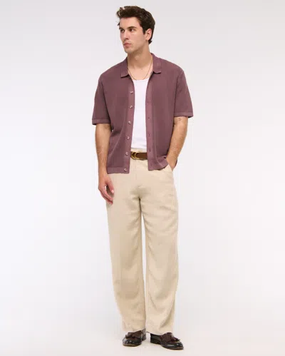 Abercrombie & Fitch Garment Dye Button-through Sweater Polo In Red