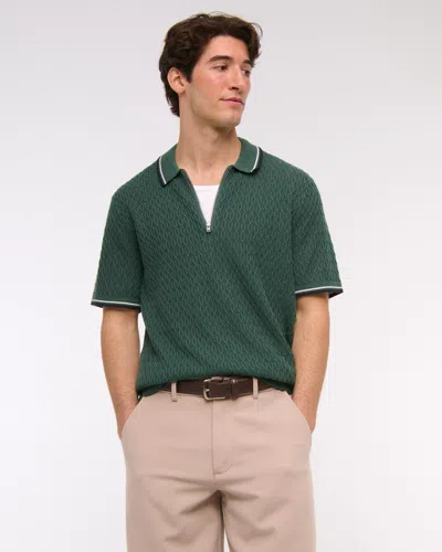 Abercrombie & Fitch Tipped Zip Sweater Polo In Green