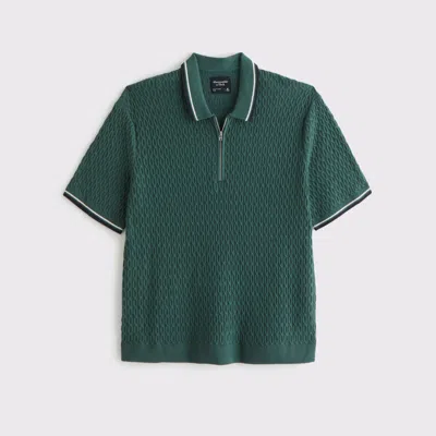 Abercrombie & Fitch Tipped Zip Sweater Polo In Green