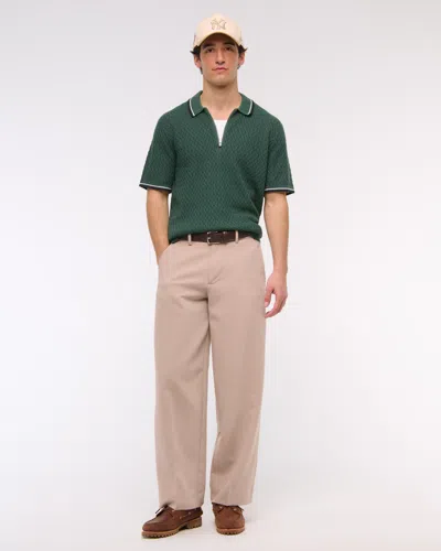 Abercrombie & Fitch Tipped Zip Sweater Polo In Green