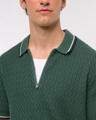 Abercrombie & Fitch Tipped Zip Sweater Polo In Green