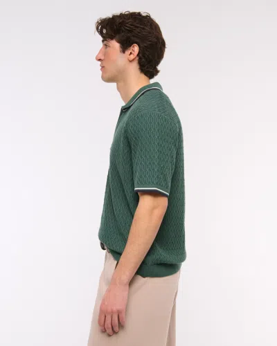 Abercrombie & Fitch Tipped Zip Sweater Polo In Green
