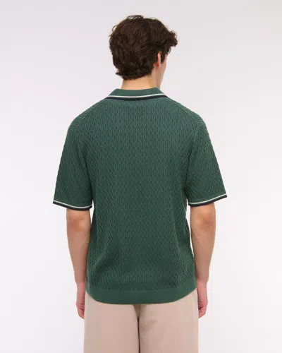 Abercrombie & Fitch Tipped Zip Sweater Polo In Green