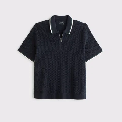 Abercrombie & Fitch Tipped Zip Sweater Polo In Blue