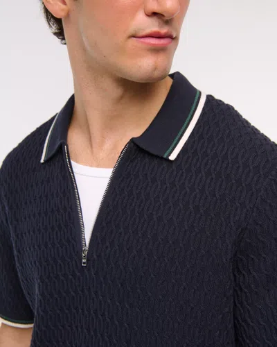 Abercrombie & Fitch Tipped Zip Sweater Polo In Blue