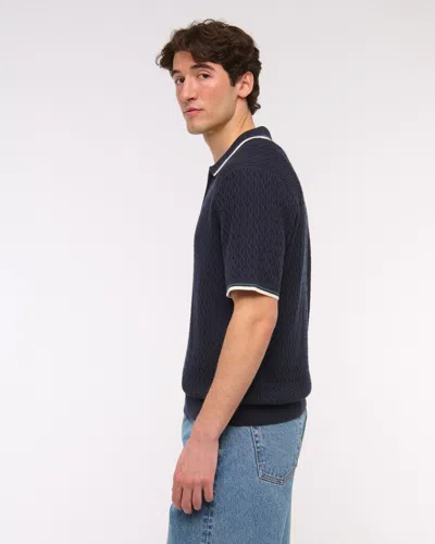 Abercrombie & Fitch Tipped Zip Sweater Polo In Blue